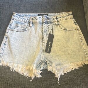 Light wash denim shorts with a little stretch.